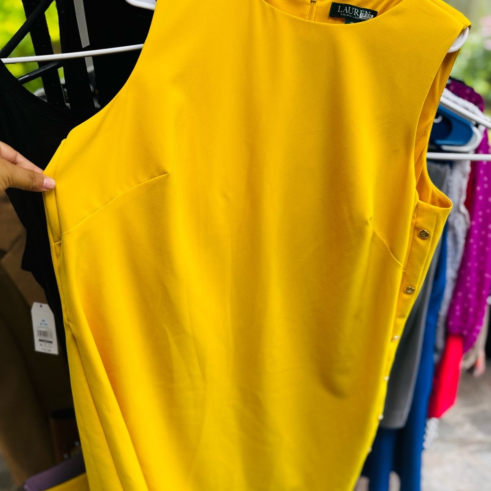 Ralph Lauren Yellow Sleeveless Sheath Mini Dress